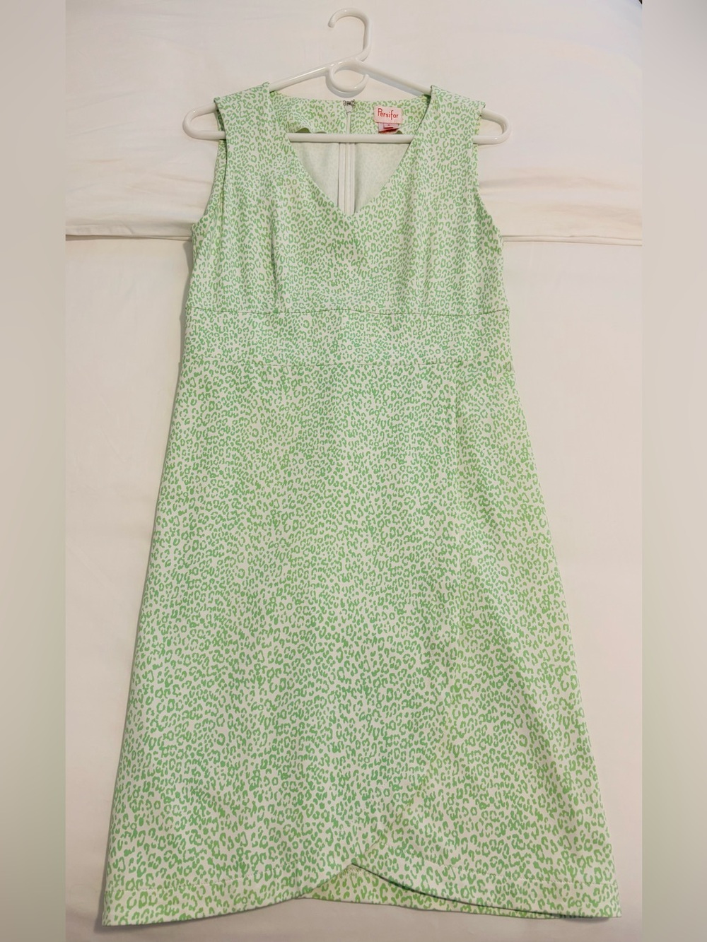 Persifor Green Animal Print Tulip Hem Sleeveless Dress Small